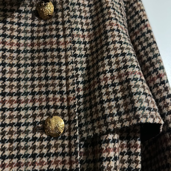 Vintage Wool Ralph Lauren Plaid Trench Coat - Picture 3 of 6